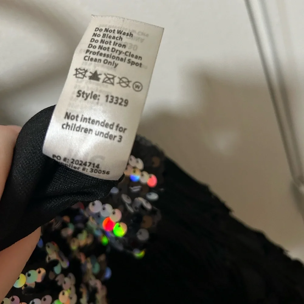 Weissman Fringe Dance Costume Black Sequined Size Medium Child Style 13329